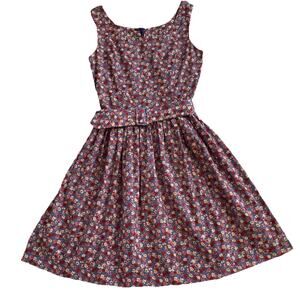 VTG Banana Republic Belted Sleeveless Fit & Flare Dress Ditzy Floral 90s Prairie